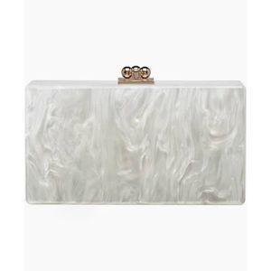 Slim Jean Box Clutch in Silver Acrylic
